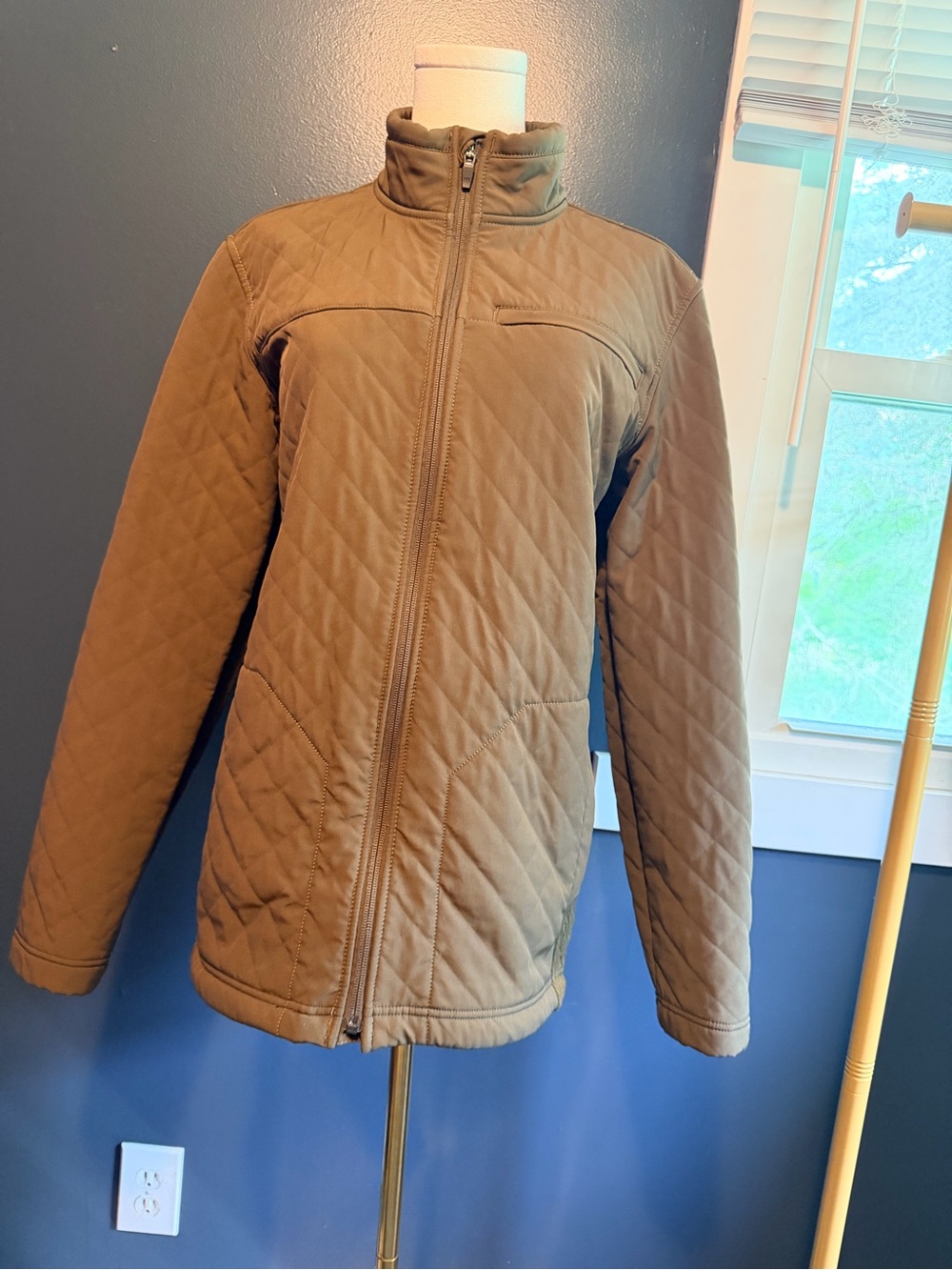 Quilted Jacket in Army Green- Classic Zip Front
